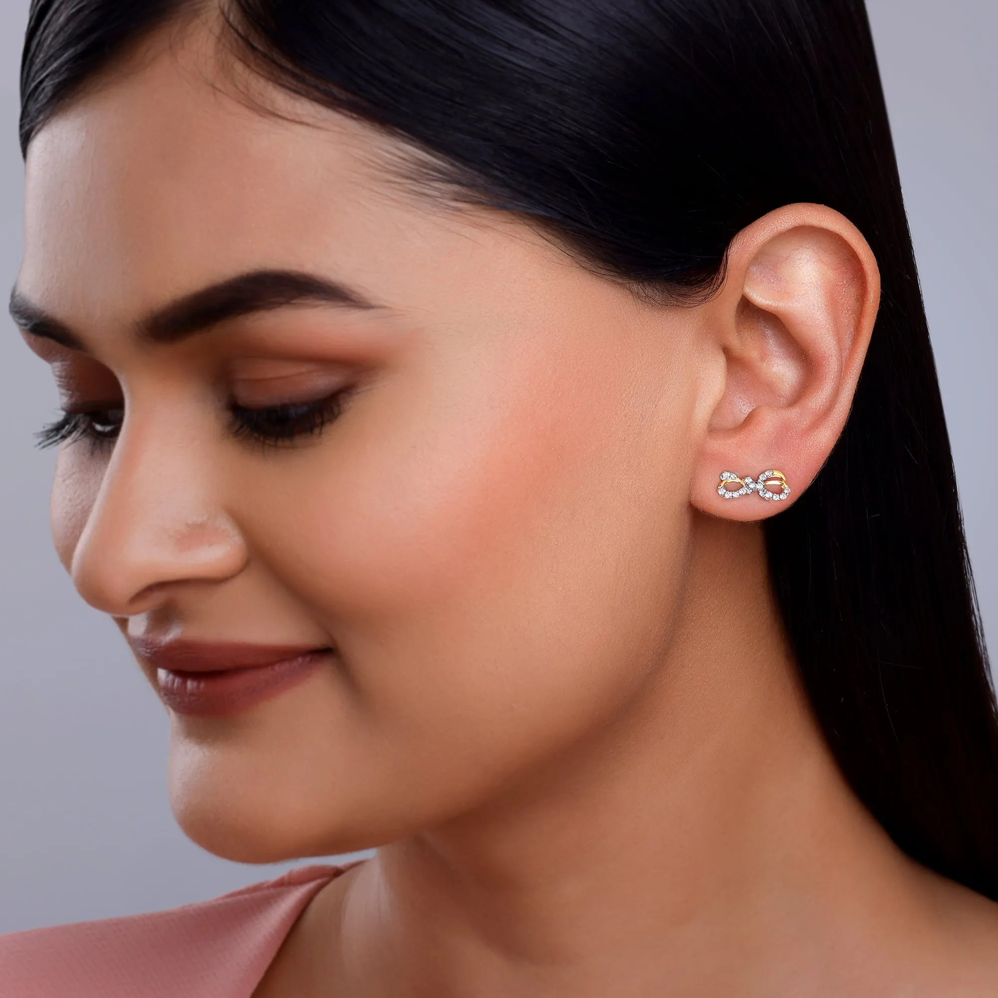 Gold Ribbon Love Diamond Earrings Giva
