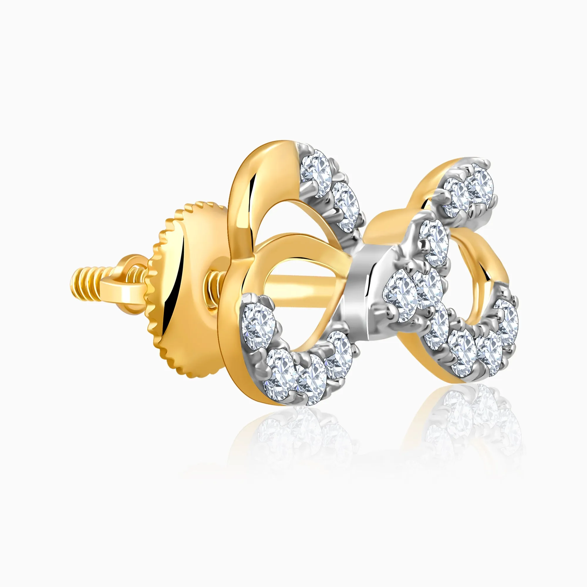 Gold Ribbon Love Diamond Earrings Giva
