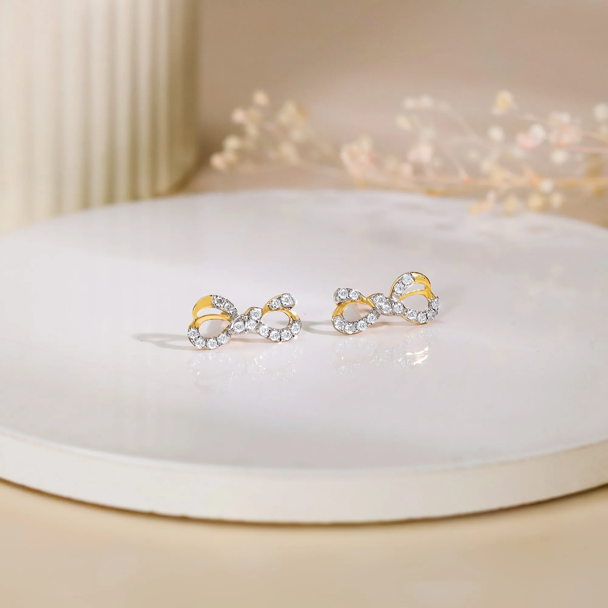 Gold Ribbon Love Diamond Earrings Giva
