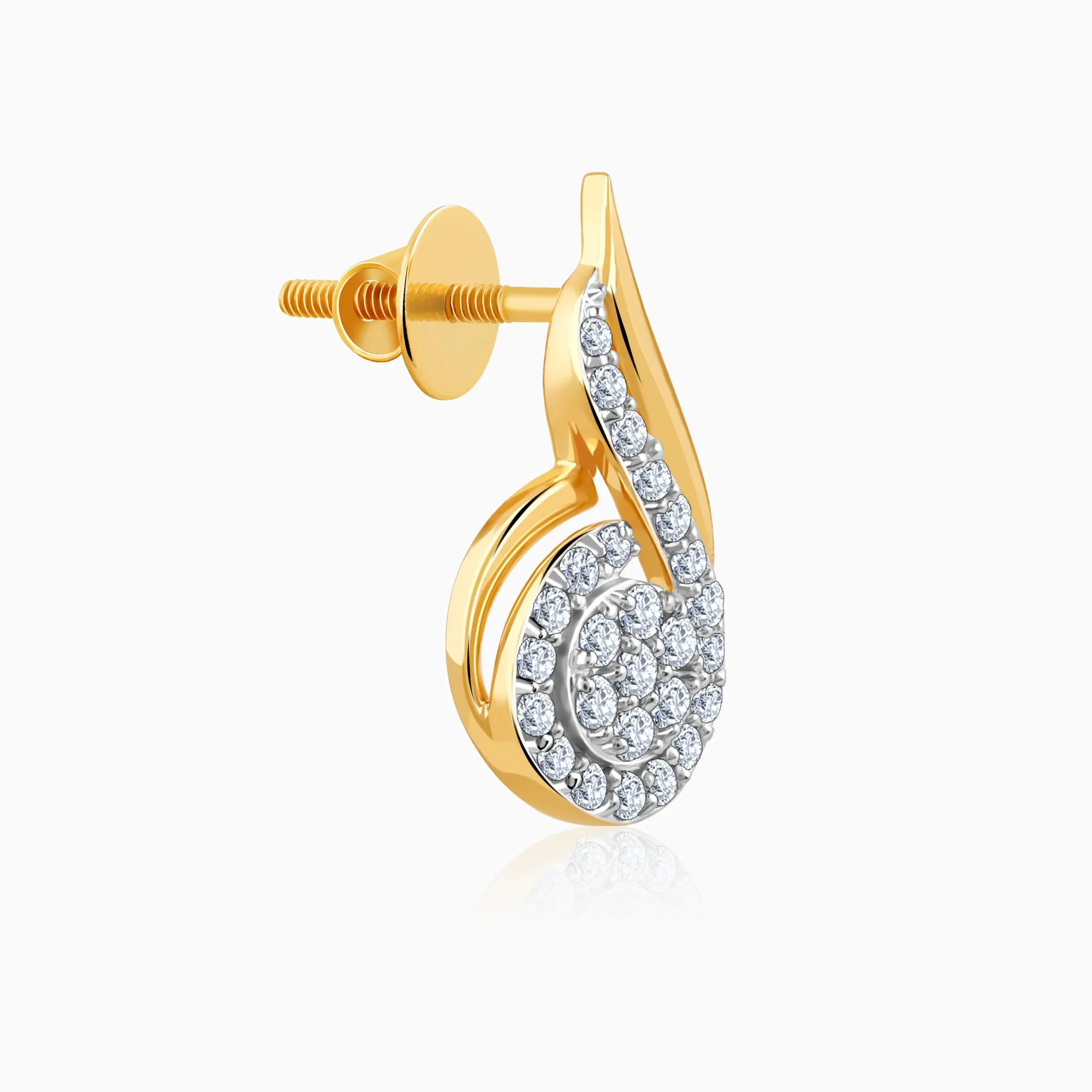 Gold Sparkling Flow Diamond Earrings Giva