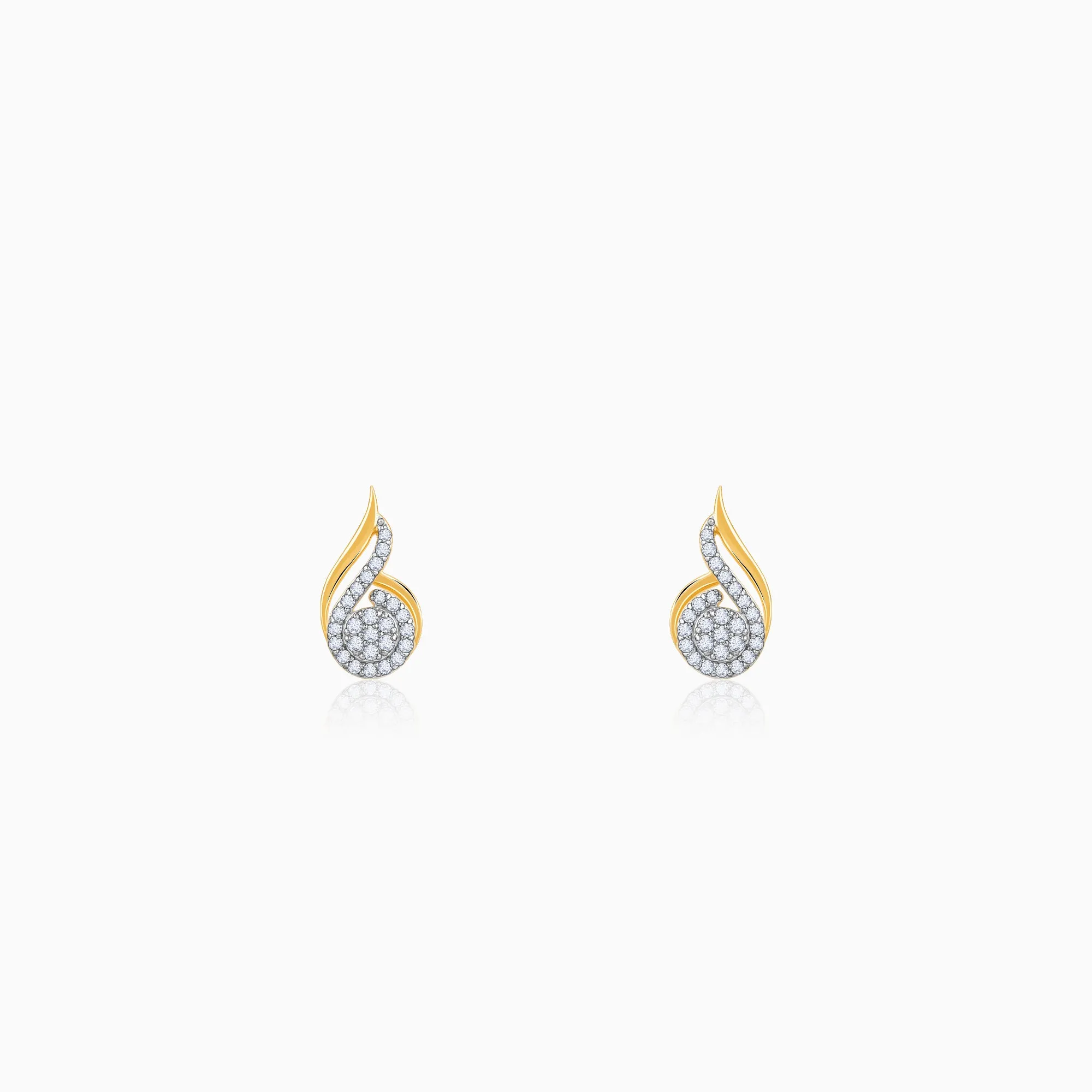 Gold Sparkling Flow Diamond Earrings Giva