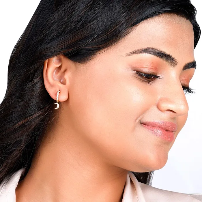 Golden Crescent Moon Dangling Earrings Giva