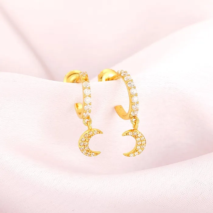 Golden Crescent Moon Dangling Earrings Giva