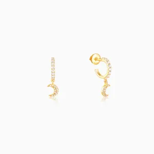 Golden Crescent Moon Dangling Earrings Giva