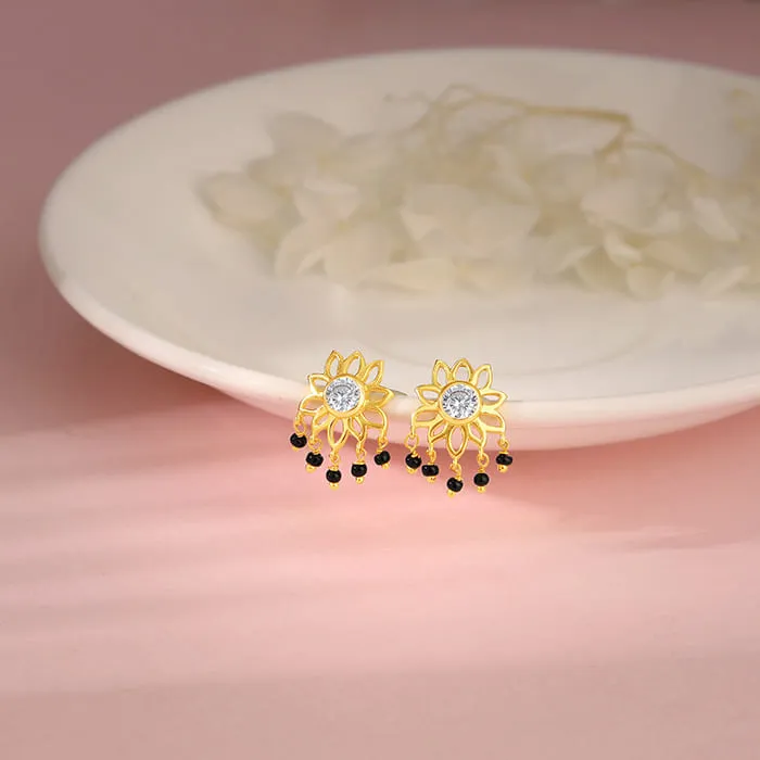 Golden Floral Flourish Mangalsutra Earrings Giva