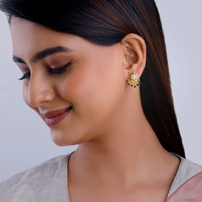 Golden Floral Flourish Mangalsutra Earrings Giva