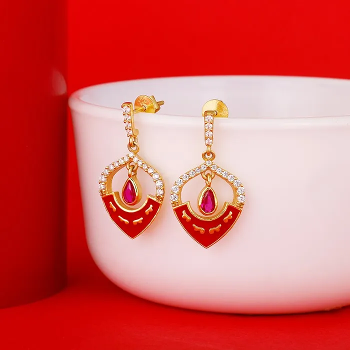 Golden Flower Decor Earrings Giva