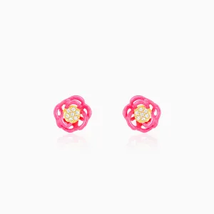 Golden Pink Brahma Kamal Bud Earrings Giva