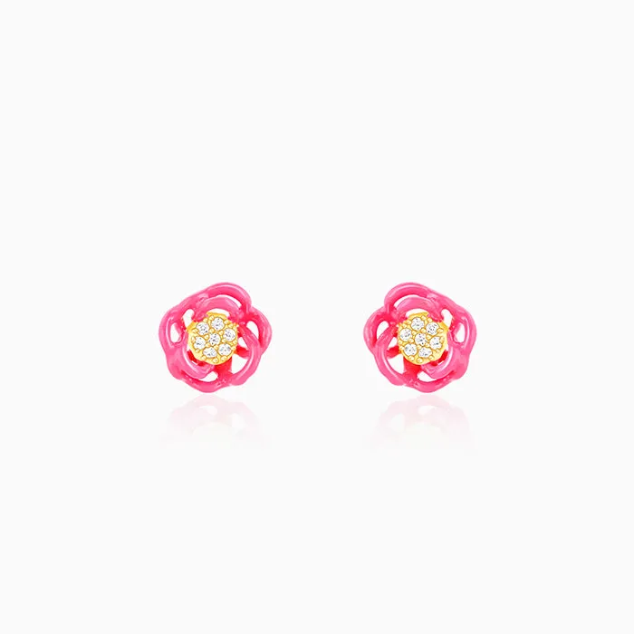 Golden Pink Brahma Kamal Bud Earrings Giva