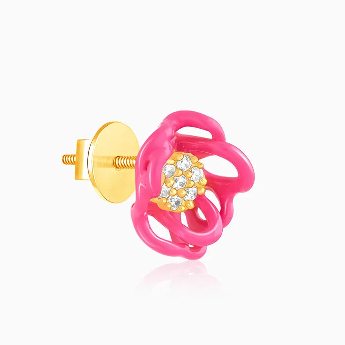 Golden Pink Brahma Kamal Bud Earrings Giva