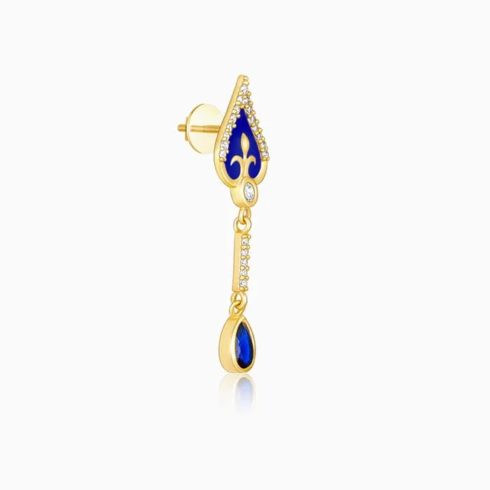 Golden Royal Blue Dangle Earrings Giva