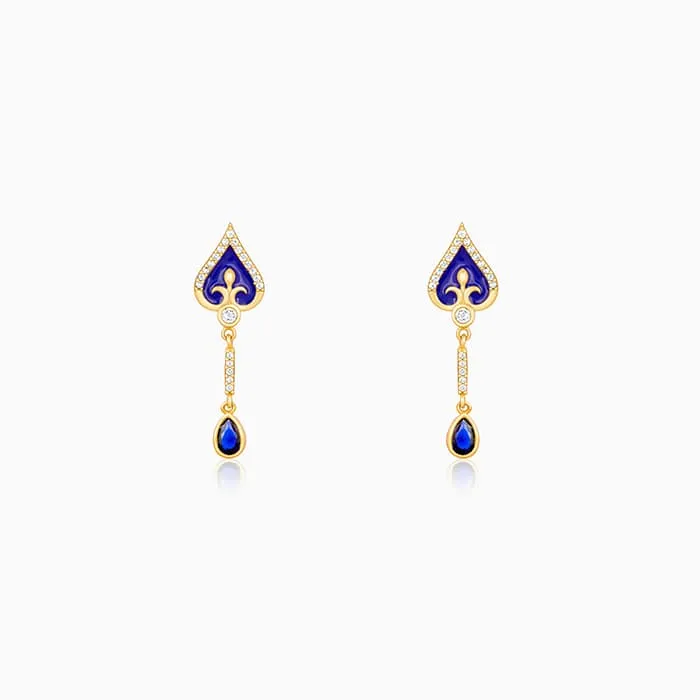 Golden Royal Blue Dangle Earrings Giva
