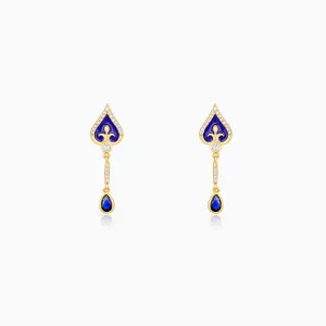 Golden Royal Blue Dangle Earrings Giva