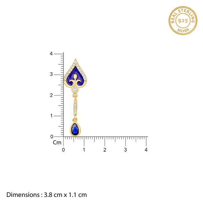 Golden Royal Blue Dangle Earrings Giva