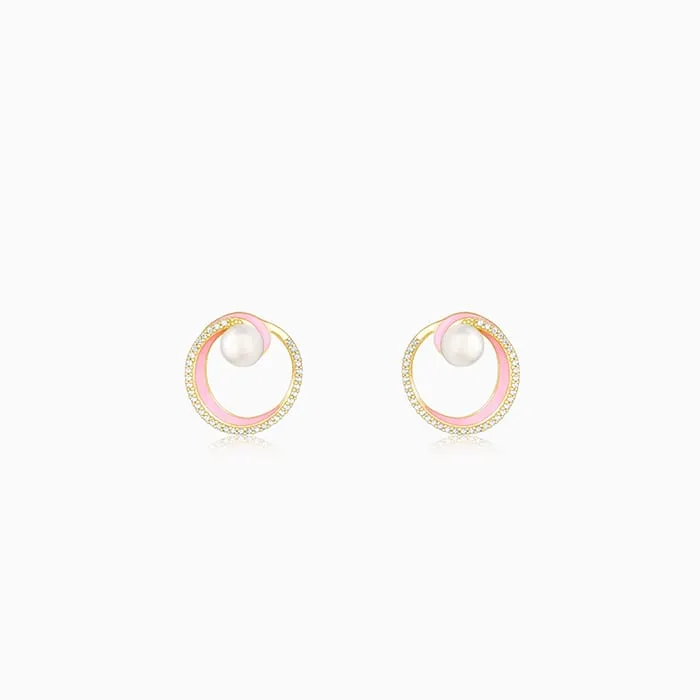 Golden Stylish Enamel & Pearl Earrings Giva
