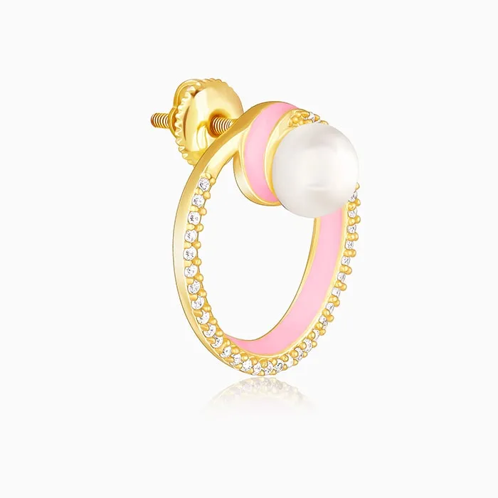 Golden Stylish Enamel & Pearl Earrings Giva