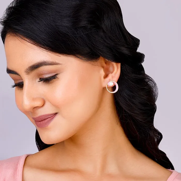 Golden Stylish Enamel & Pearl Earrings Giva
