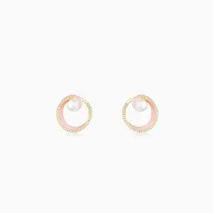 Golden Stylish Enamel & Pearl Earrings Giva