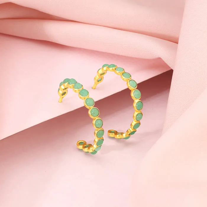 Golden Verdant Stone Hoop Earring Giva
