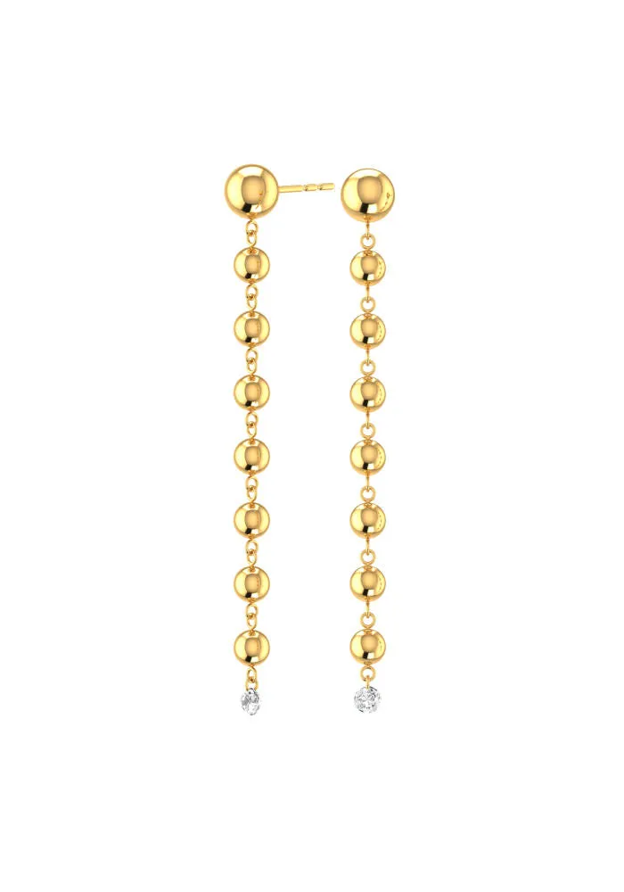 Grand Cascade Nude 18K Gold Earrings w. Lab-Grown Diamonds
