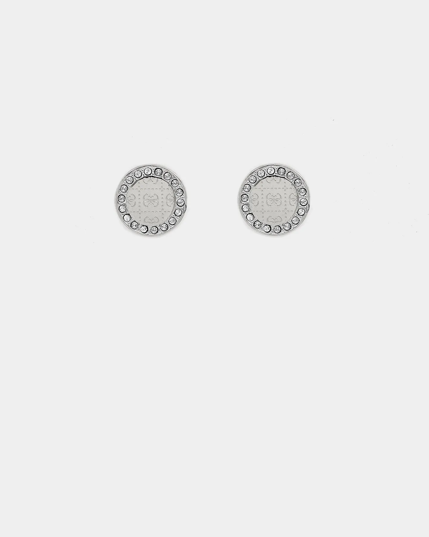Guess Mainline Women's Coin and Crystal Stud Earrings Silver