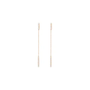 Hanging Bar 18K Rose Gold Earring w. Diamonds