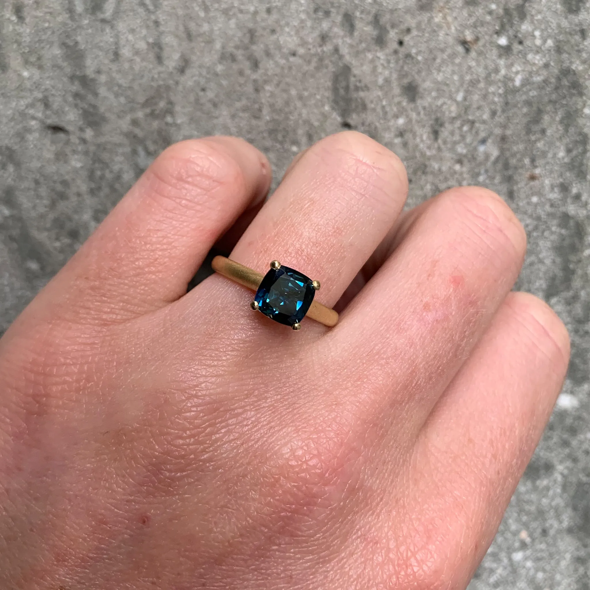 Harvest Cushion Blue Sapphire Ring Pieces of Eight