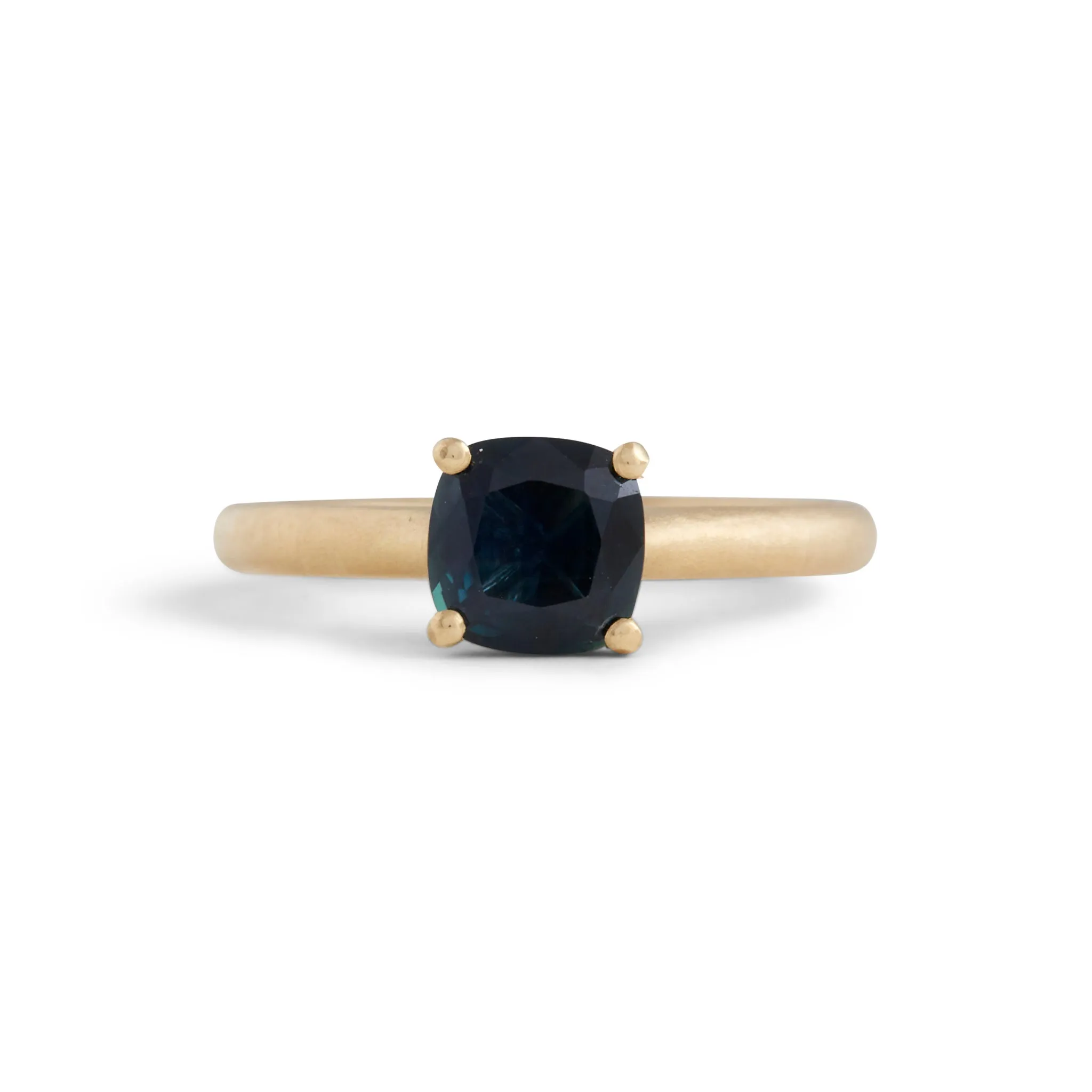 Harvest Cushion Parti teal blue Sapphire Ring Pieces of Eight