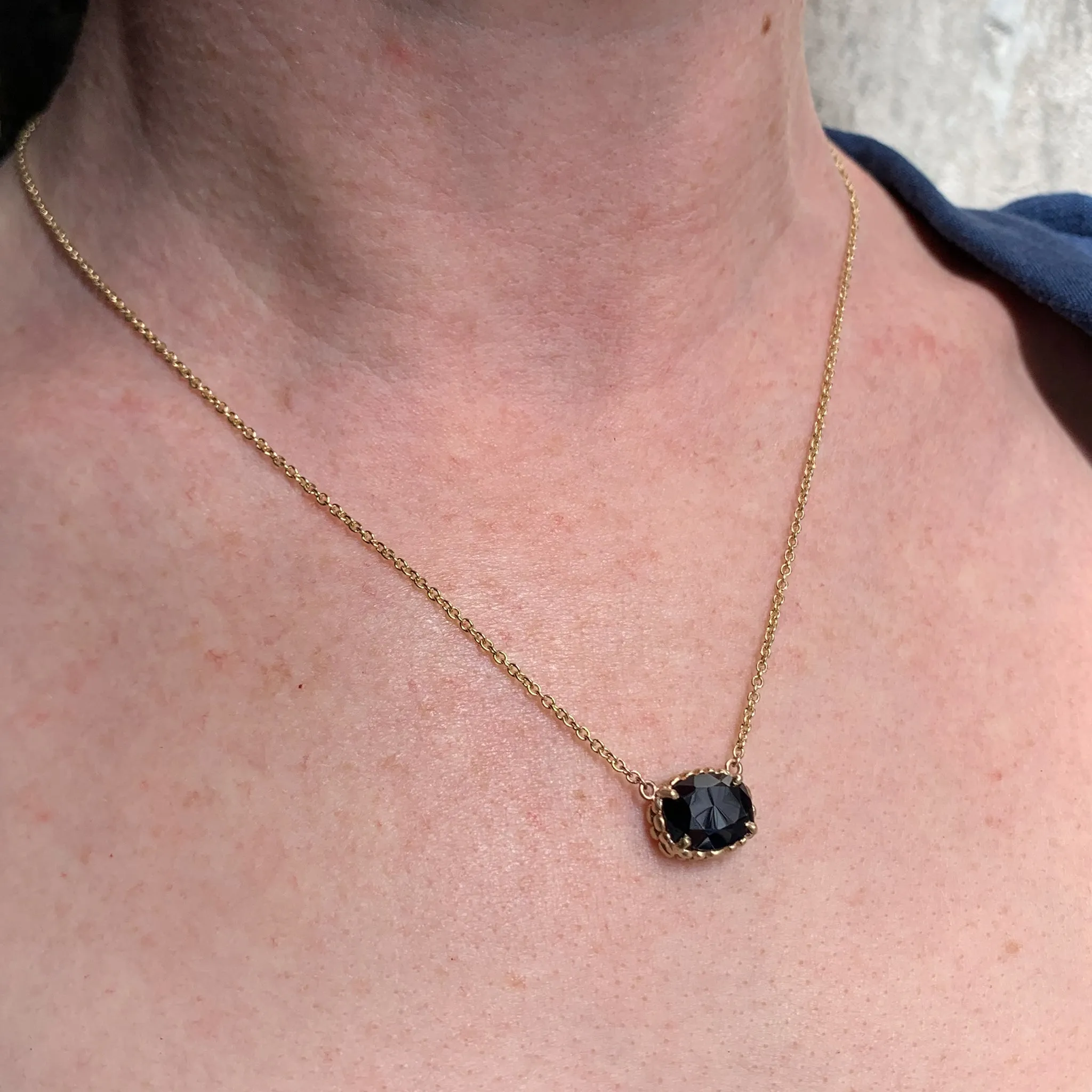 Harvest Inky Blue Oval Sapphire Pendant Pieces of Eight