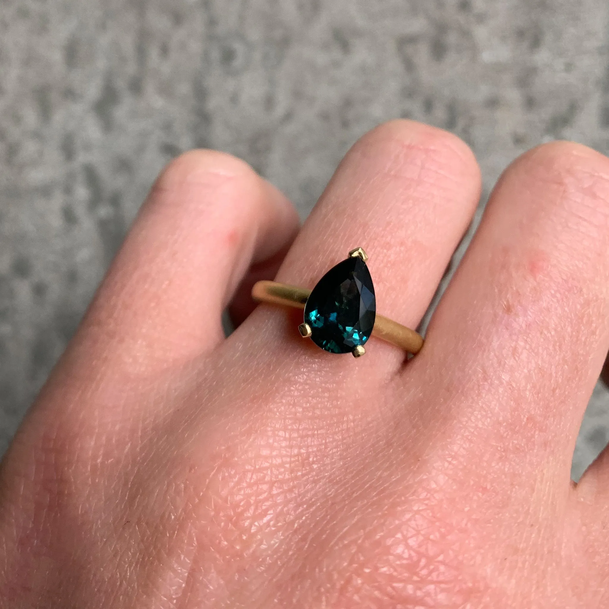 Harvest Pear Teal Parti Sapphire Ring Pieces of Eight