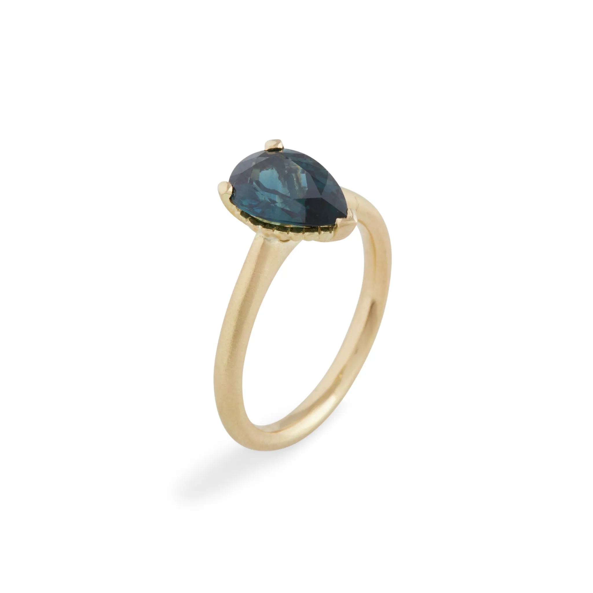 Harvest Pear Teal Parti Sapphire Ring Pieces of Eight