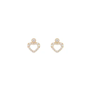 Heart Dot 18K Gold Stud w. Diamonds
