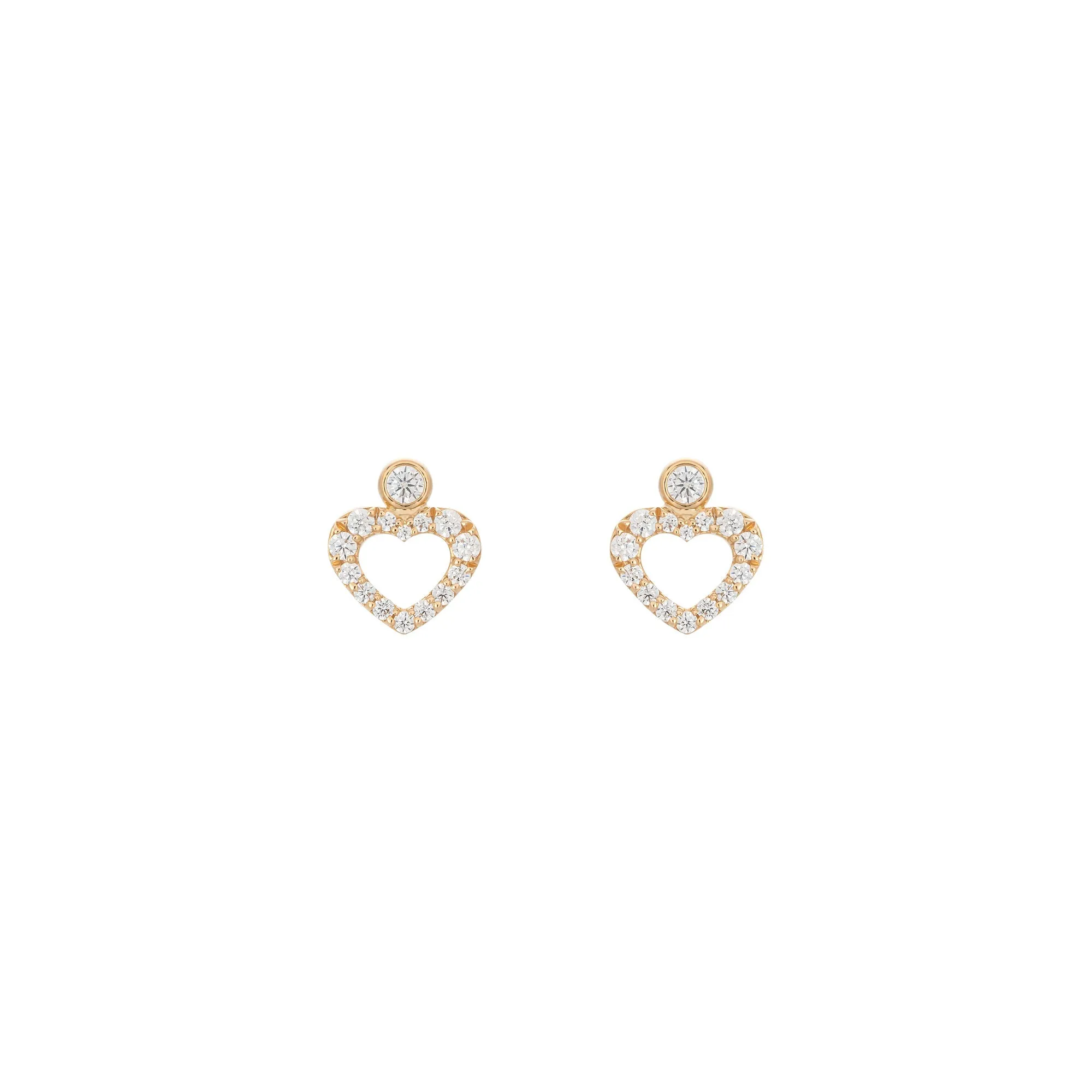 Heart Dot 18K Gold Stud w. Diamonds