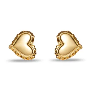 Heart Ruffle Button Earrings