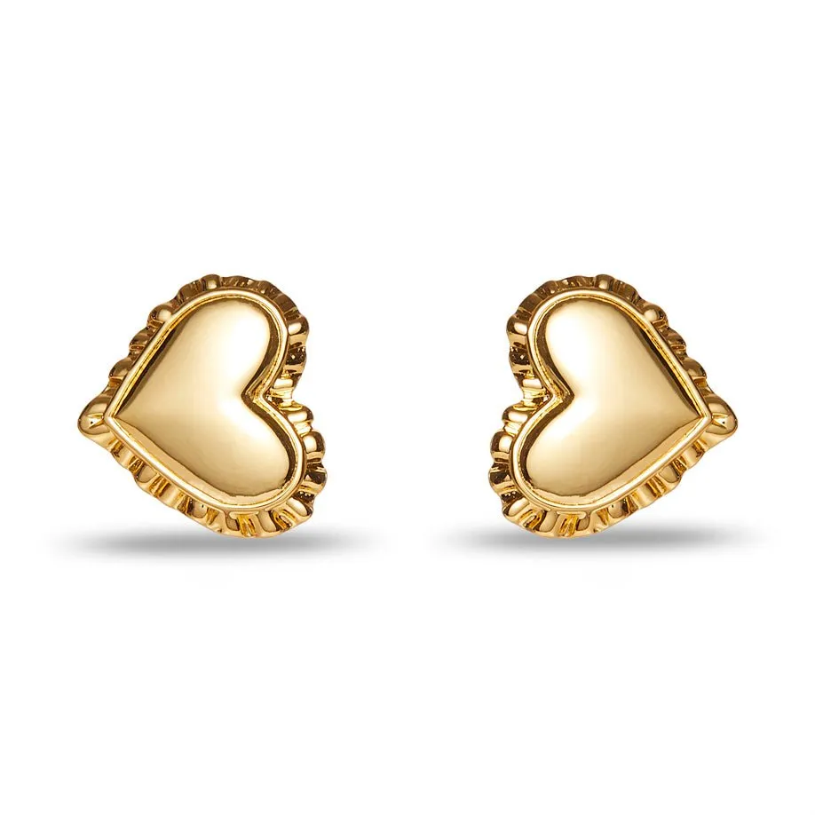 Heart Ruffle Button Earrings