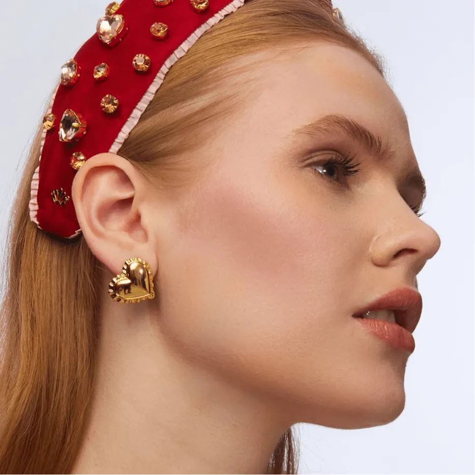 Heart Ruffle Button Earrings