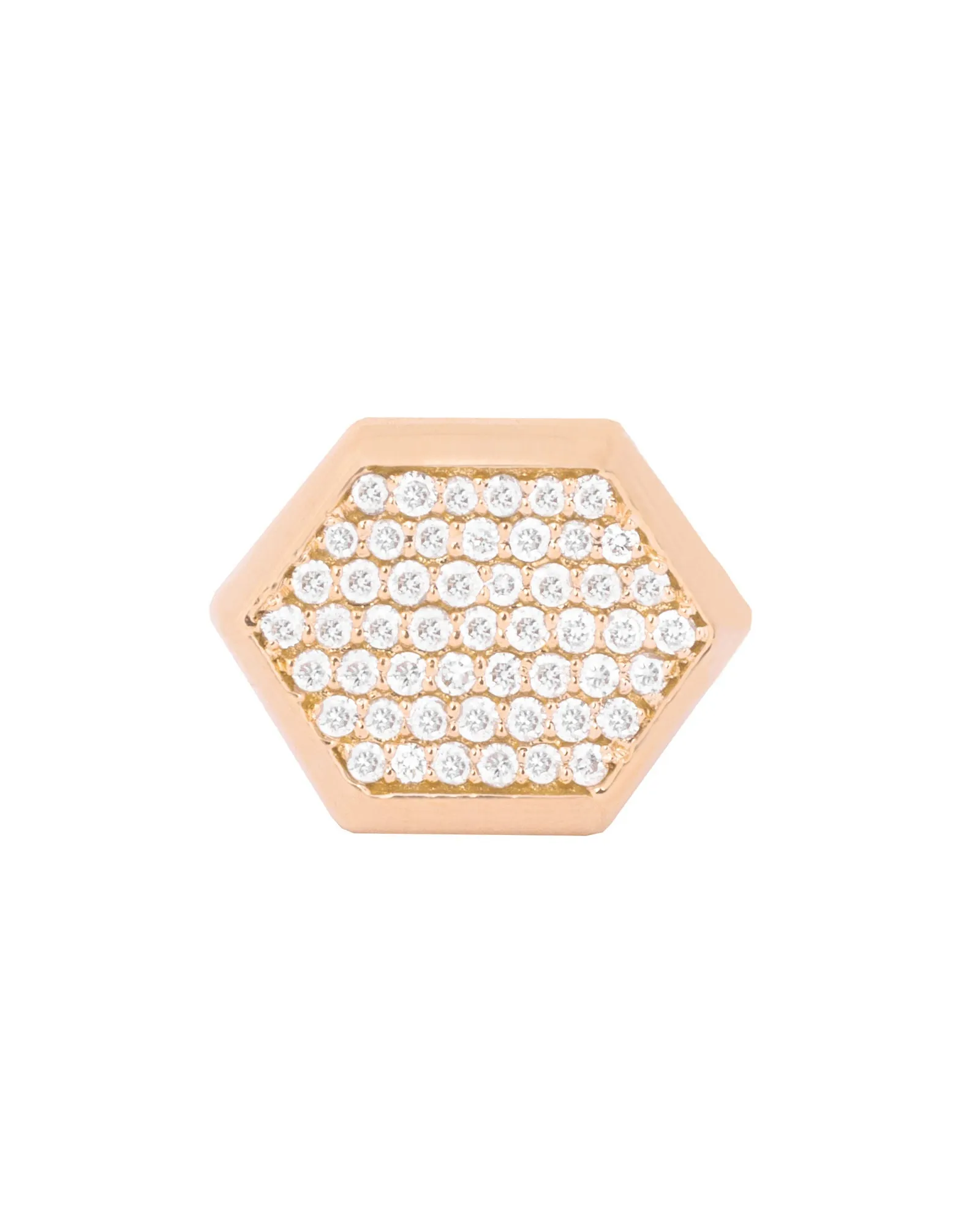 Hexagon 18K Gold, Whitegold or Rosegold Ring w. Diamonds