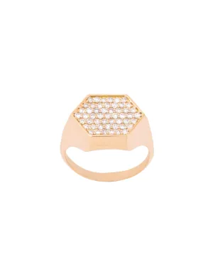 Hexagon 18K Gold, Whitegold or Rosegold Ring w. Diamonds