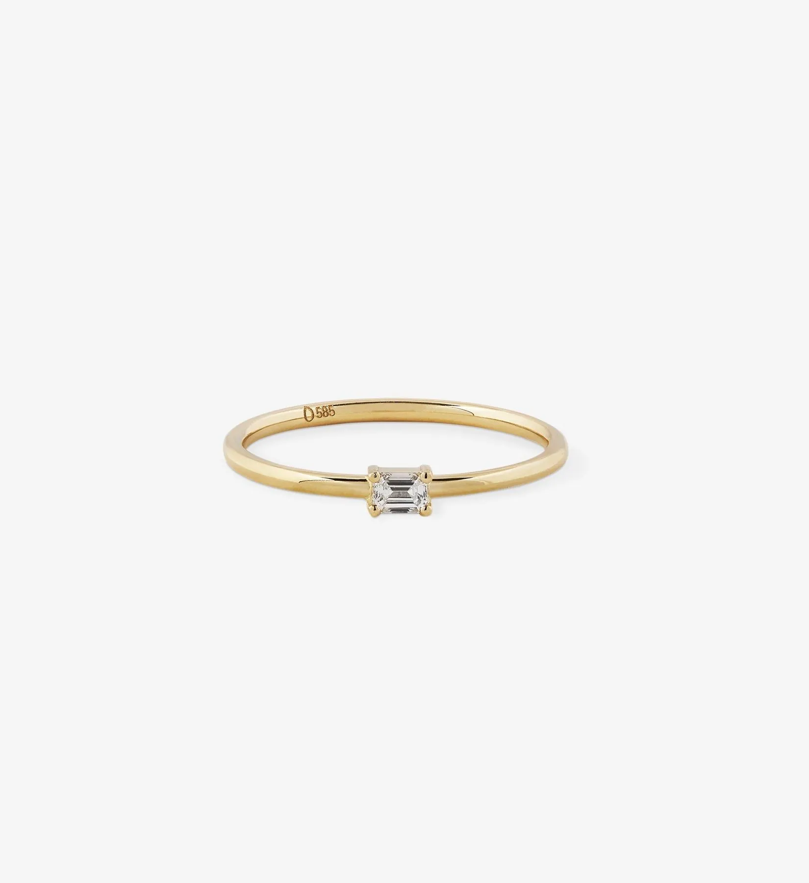 Horizontal Emerald-Cut Diamond Ring 0.10