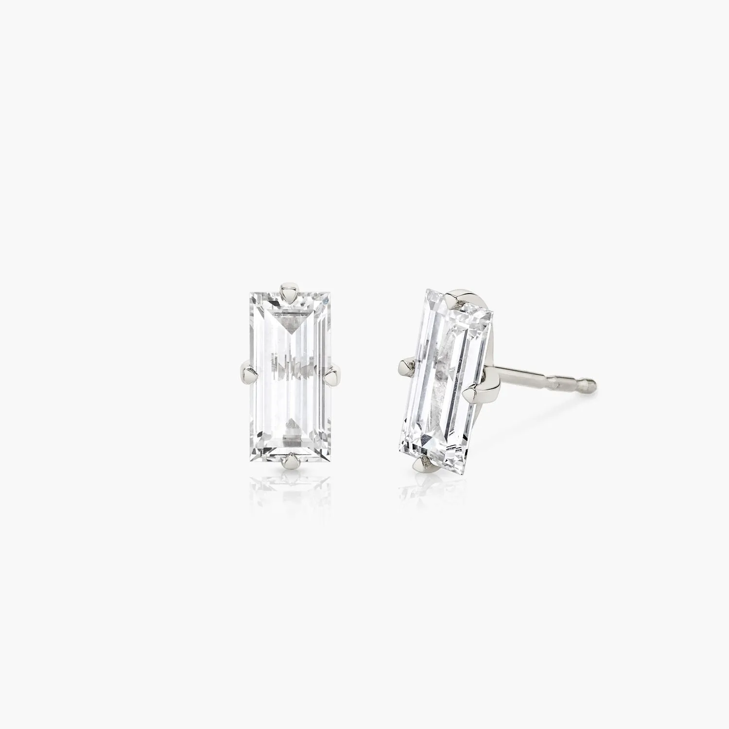 Iconic Baguette 14K Gold Studs w. Lab-Grown Diamonds, 0.75 ct.