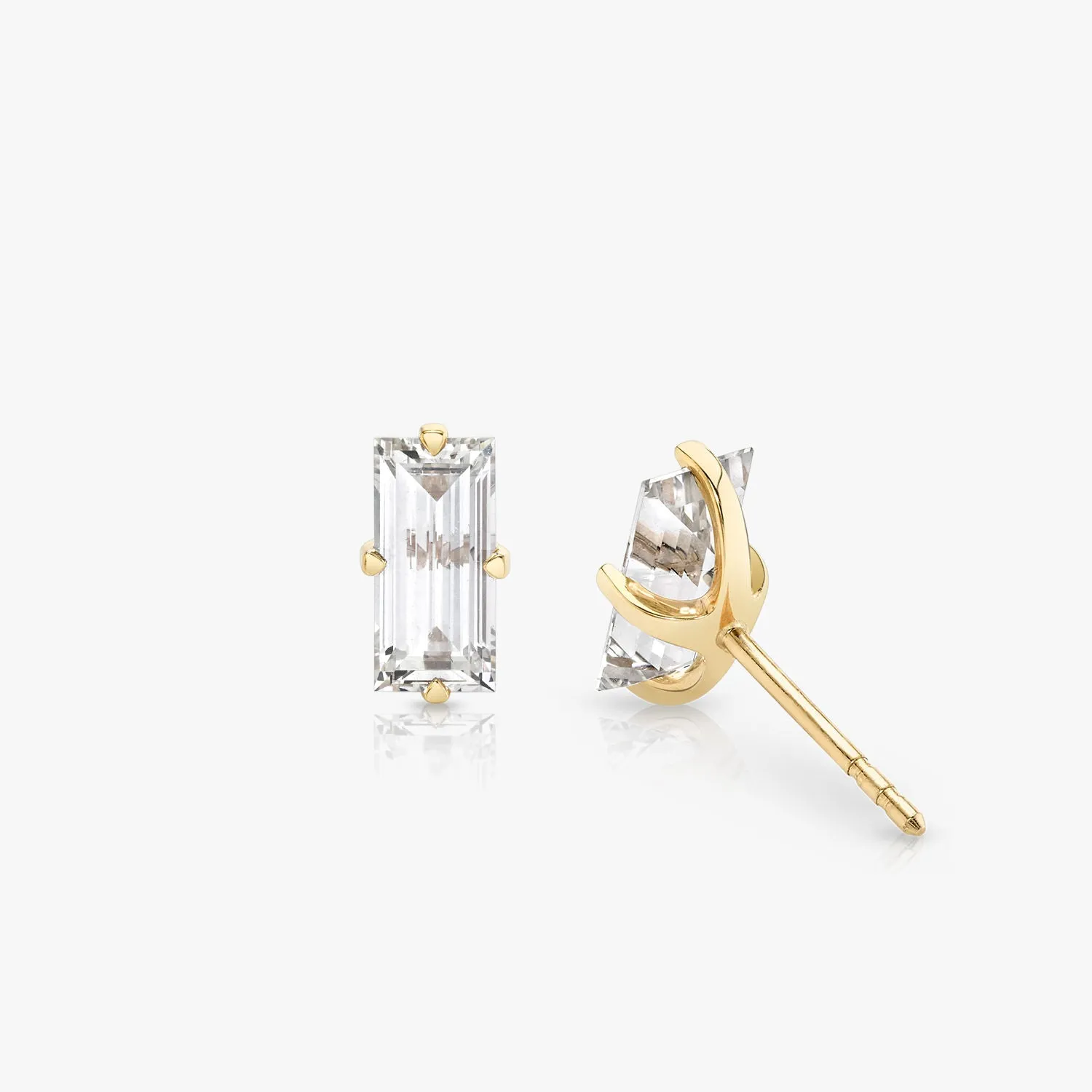 Iconic Baguette 14K Gold Studs w. Lab-Grown Diamonds, 0.75 ct.