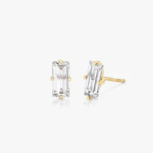Iconic Baguette 14K Gold Studs w. Lab-Grown Diamonds, 0.75 ct.