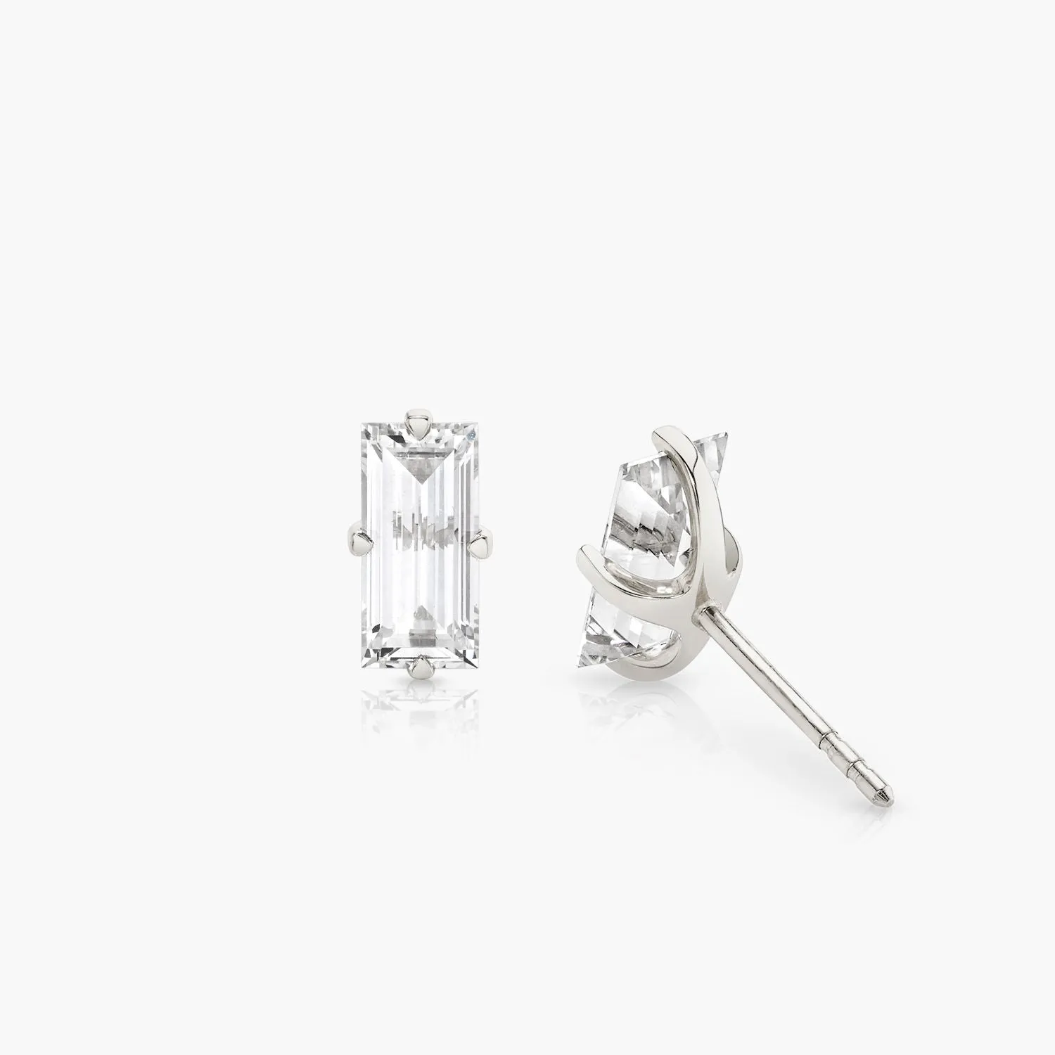 Iconic Baguette 14K Whitegold Studs w. Lab-Grown Diamonds, 0.75 ct.