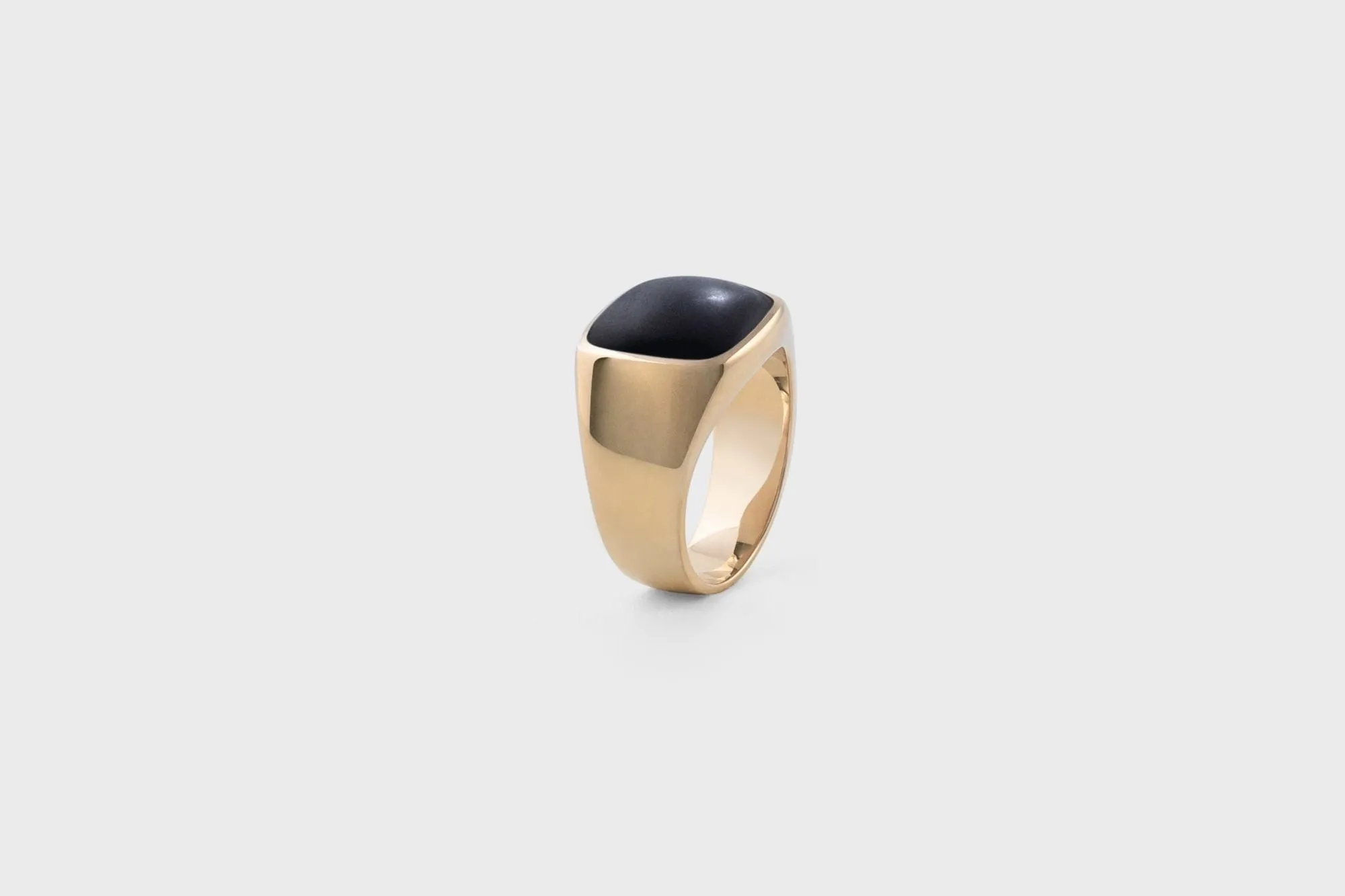 IX Cushion Signet 22K Gold Plated w. Onyx Ring