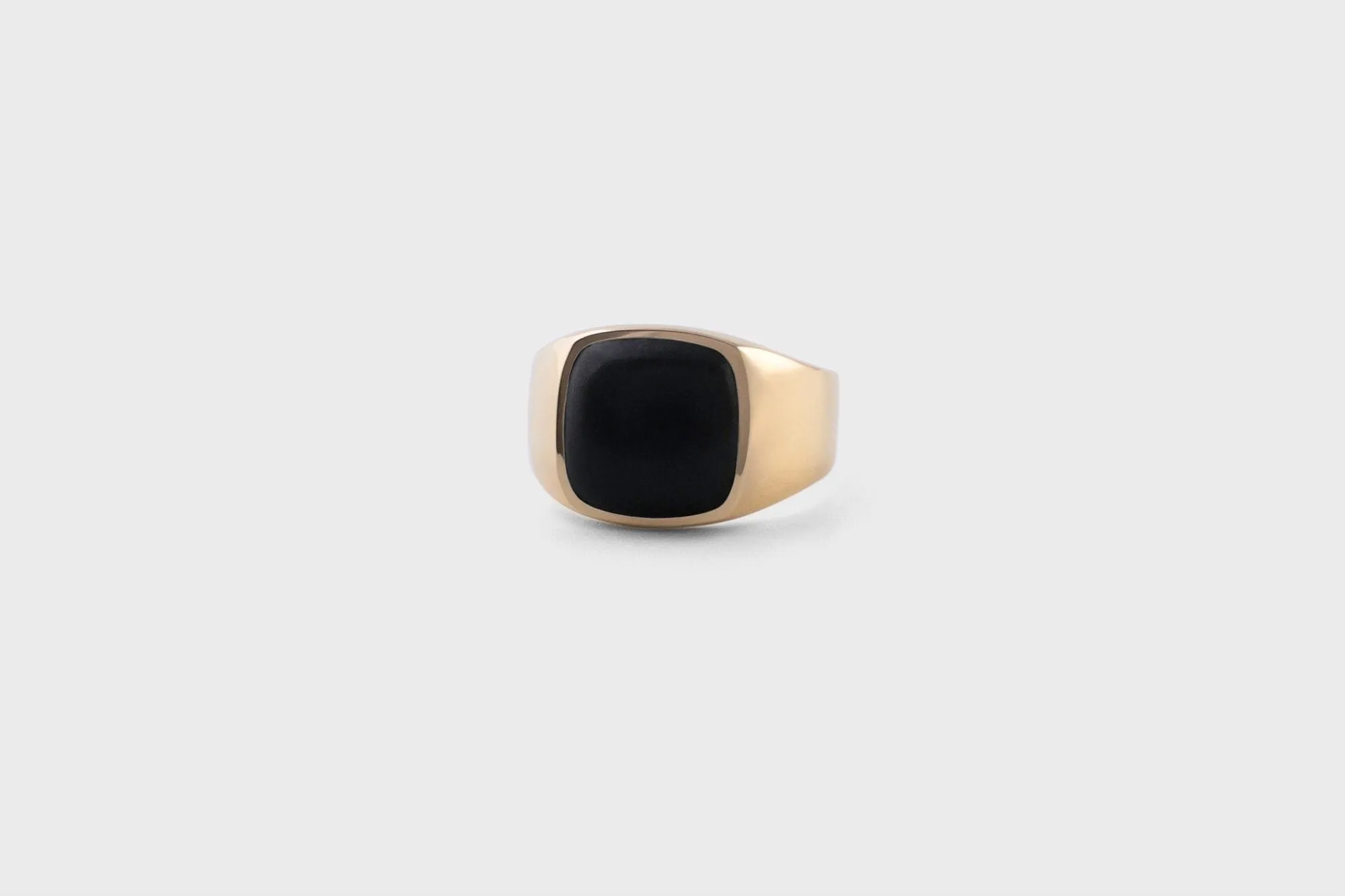 IX Cushion Signet 22K Gold Plated w. Onyx Ring