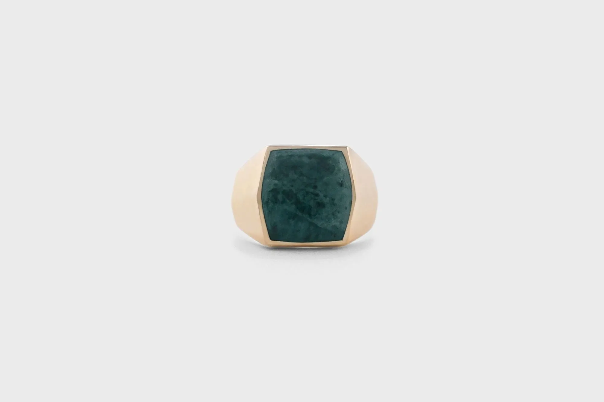 IX Hexagon Marble Signet Gold Plated Ring