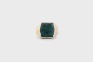 IX Hexagon Marble Signet Gold Plated Ring
