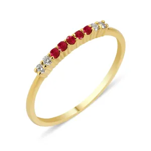 Lara Bar 18K Gold Ring w. Diamonds & Rubies