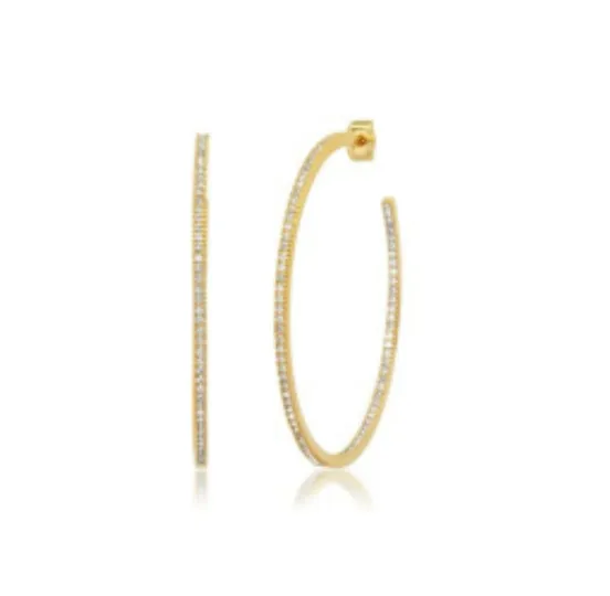 Large Pave Hoops ~ Gold