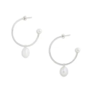 Large Silver Charming Hoop   Charms Earrings Pieces of Eight